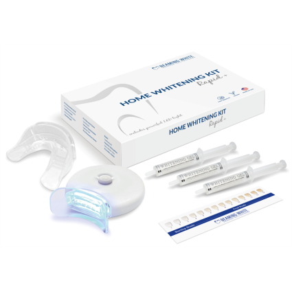 Blanchiment des dents blanches rayonnantes aux dents blanches - Kit de blanchiment rapide + maison