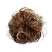 Bun Bun Hårelastic avec cheveux artificiels froissés - Mélange blonde / cuivre