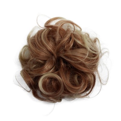 Bun Bun Hårelastic avec cheveux artificiels froissés - Mélange blonde / cuivre