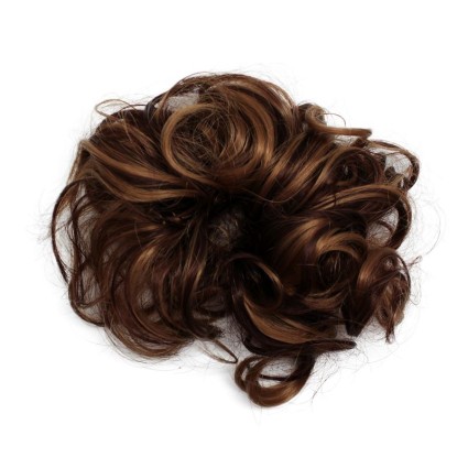 Fastery de cheveux en désordre avec des cheveux artificiels froissés - Mélange brun foncé et brun clair