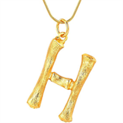 Alphabet de bambou d or / collier de lettre - H