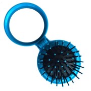 Miroir de maquillage compact avec brosse à cheveux - Bleue