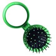 Miroir de maquillage compact avec brosse à cheveux - Verte