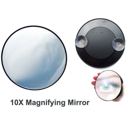 Miroir UNIQ Maquillage avec Ventouses Grossissant X10 - Blanc