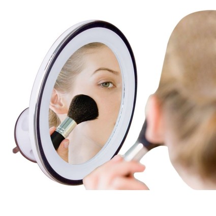 Miroir LED UNIQ Maquillage avec Ventouse Grossissant X10 - Blanc