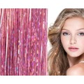 Bling Silver paillettes Extensions de cheveux 100 pcs mèches de cheveux paillettes 80 cm - Rose