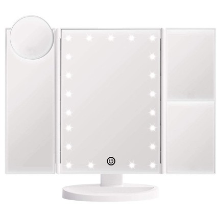 Miroir Maquillage Uniq Hollywood Triptyque avec lumière LED - Blanc