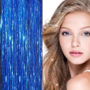 Bling Silver paillettes Extensions de cheveux 100 pcs mèches de cheveux paillettes 80 cm - Bleu