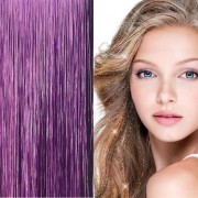 Bling Silver paillettes Extensions de cheveux 100 pcs mèches de cheveux paillettes 80 cm - Violet
