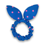 Chouchou avec Oreilles de Lapin - Bleu à points roses