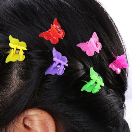 Mini barrettes à cheveux en forme de papillons, 50 pcs - Barrettes à cheveux en forme de papillons - Couleurs multiples