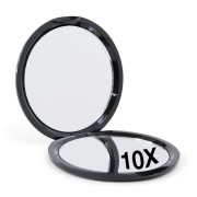 Miroir compact double face avec grossissement 10x - Noir