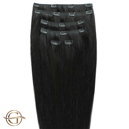 Extensions de cheveux à clips #1 Noir - 7 pièces - 60cm | Gold24