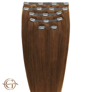 Extensions de cheveux à clips #12 Brun Doré Light - 7 pièces - 50cm | Gold24