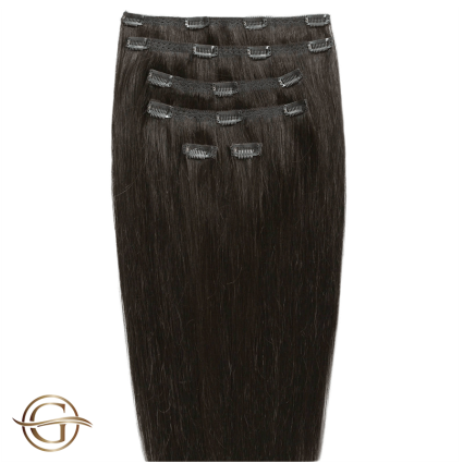 Extensions de cheveux à clips #2 Brun Foncé - 7 pièces - 60cm | Gold24
