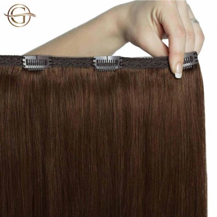 Extensions de cheveux à clips #4 Brun Chocolat - 7 pièces - 50cm | Gold24