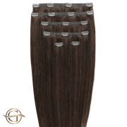 Extensions de cheveux à clips #4 Brun Chocolat - 7 pièces - 50cm | Gold24