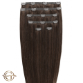 Extensions de cheveux à clips #4 Brun Chocolat - 7 pièces - 60cm | Gold24