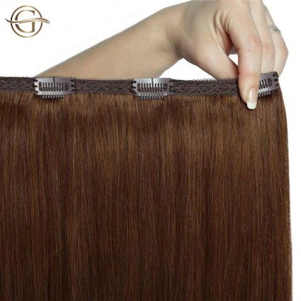 Extensions de cheveux à clips #6 Brun - 7 pièces - 50cm | Gold24