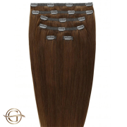 Extensions de cheveux à clips #6 Brun - 7 pièces - 60cm | Gold24