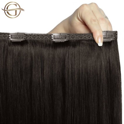 Extensions de cheveux à clips #2 Brun Foncé - 7 pièces - 50cm | Gold24