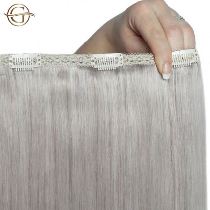 Extensions de cheveux à clips #88A Gris - 7 pièces - 60cm | Gold24