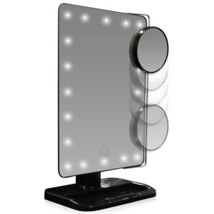 Miroir spécial Maquillage UNIQ Hollywood avec LED Grossissement X10 - Noir
