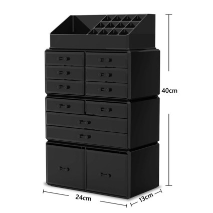 Uniq XXL Organisateur avec 12 tiroirs et 16 chambres - Noir