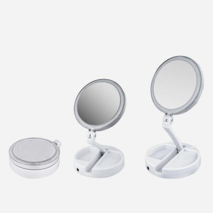 Miroir maquillage pliable avec LED Grossissement X10