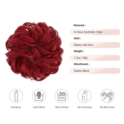 Fastery de cheveux en désordre avec des cheveux artificiels froissés - M99J/89 Rouge
