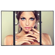 Miroir spécial Maquillage UNIQ® 3 faces repliables avec LED - Noir