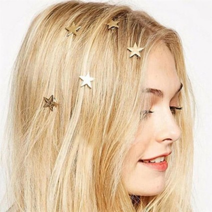 Spirales de cheveux étoiles en or - 5 pcs.