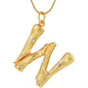 Alphabet de bambou d'or / collier de lettre - W