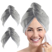 Serviette à cheveux turban - serviette microfibre rapide pour les cheveux - gris