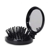 Miroir de maquillage compact avec pinceau - noir