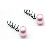 "Spin Pins" ou épingle torsadée- Noire à perle rose