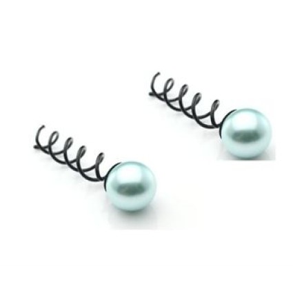 "Spin Pins" ou épingle torsadée- Noire à perle bleue
