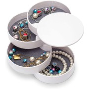 Boîte / organisateur de bijoux rond rotatif Uniq avec 4 compartiments - blanc
